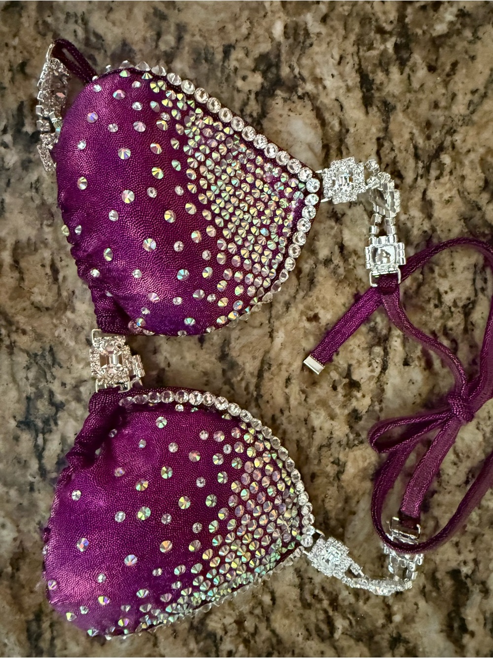 Purple Crystal Embellished Women’s Bikini Top